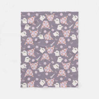 Cute Purple Ghost Cardigan Pattern Cosy Baby Blank Fleece Blanket