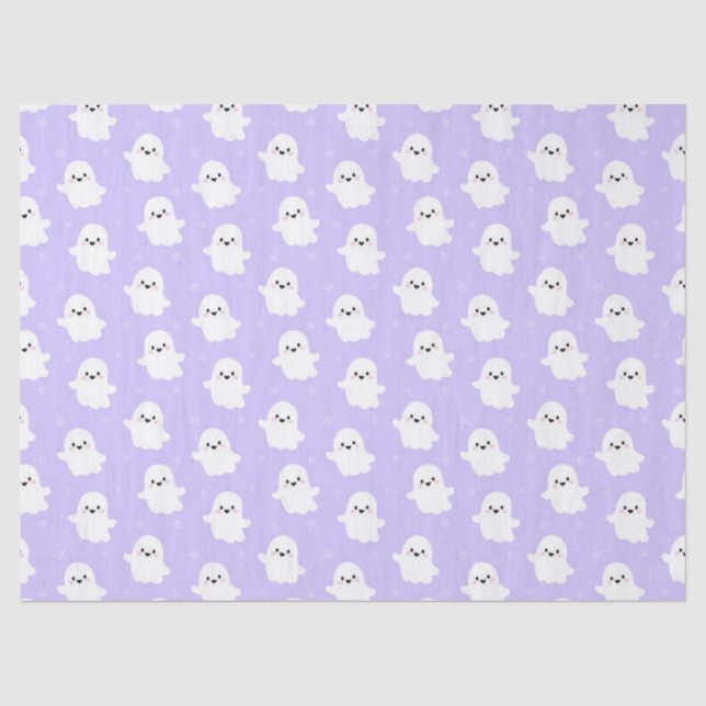 Cute Purple Ghost Pattern – Halloween Design Tissue Paper (Front)