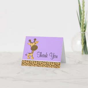 Cute Purple Giraffe Thank You Cards