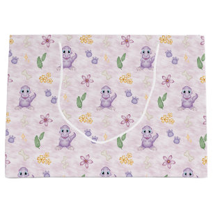 Cute Purple Girls Dino Birthday Dinosaur Large Gift Bag