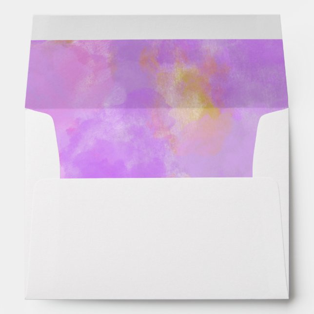 Cute purple gold print inside custom back flap  envelope (Back (Bottom))