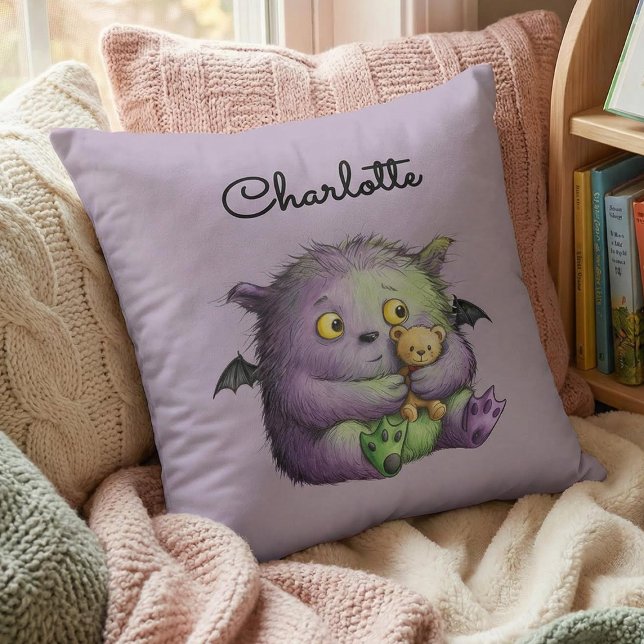 Cute Purple Green Fluffy Monster Buddy Cushion (Creator Uploaded)