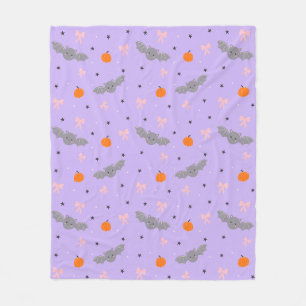 Cute Purple Halloween Bat Pattern Blanket
