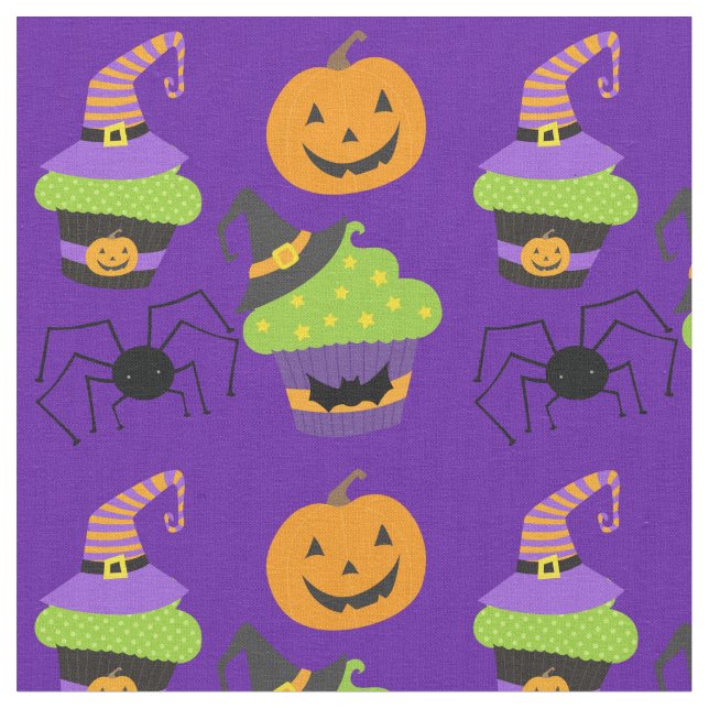 Cute Purple Halloween Fabric (Close Up)