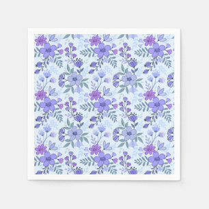 Cute Purple Hand Drawn Florals Napkins