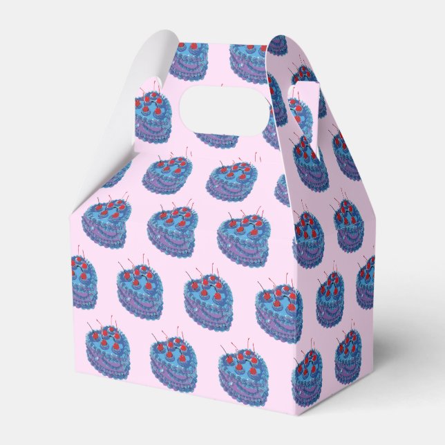 Cute Purple Heart Cake Pattern Favour Box (Front Side)