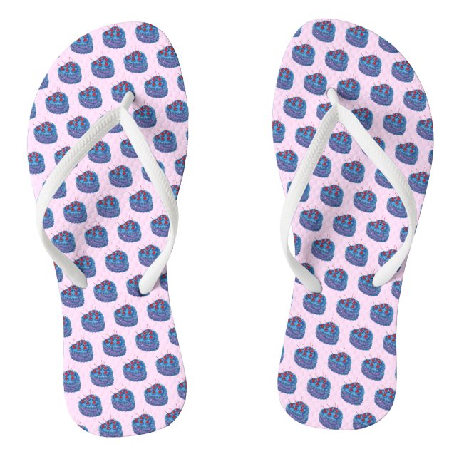 Cute Purple Heart Cake Pattern Jandals (Footbed)