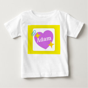 Cute Purple heart with Customizable name Baby T-Shirt