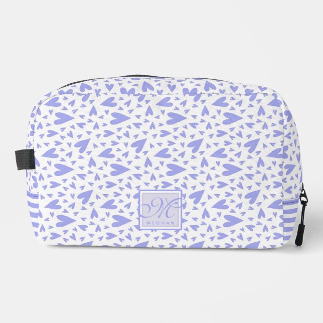 Cute Purple Hearts - Monogrammed Dopp Kit (Front)