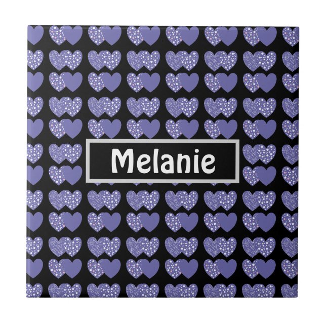 Cute Purple Hearts Tile (Front)