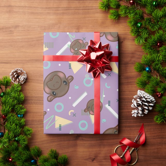 Cute Purple Hippo Wrapping Paper (Holiday Gift)