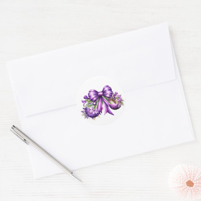 Cute Purple Holiday Stickers  (Envelope)