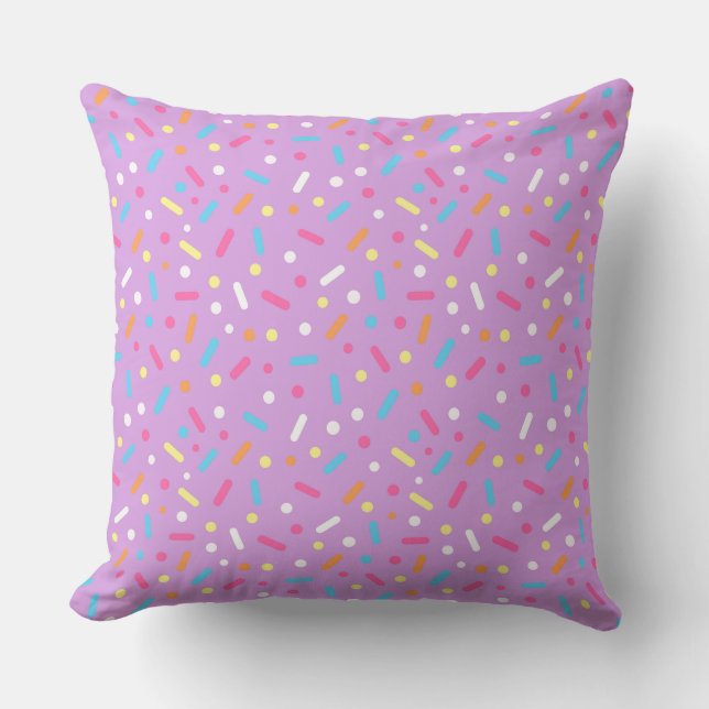 Cute Purple Icing with Sprinkles Doughnut Cushion (Front)
