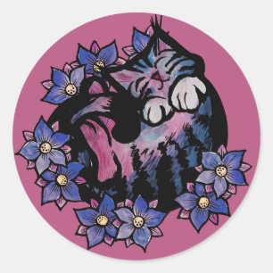 Cute Purple Kitty Cat Classic Round Sticker