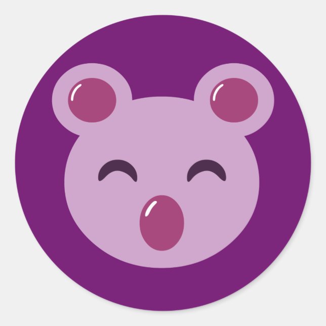 Cute Purple Koala Bear Classic Round Sticker (Front)
