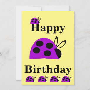 Cute Purple Ladybug Birthday Card