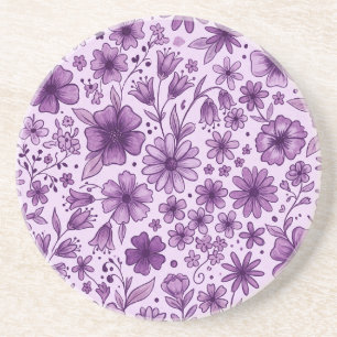 Cute Purple Lavender Floral Wild Flowers Coaster