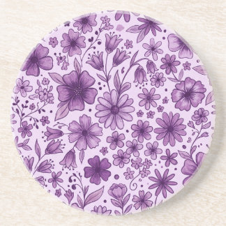 Cute Purple Lavender Floral Wild Flowers Coaster