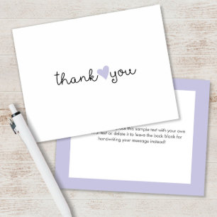 Cute Purple Lavender Heart Thank You Card