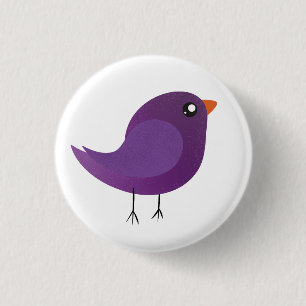 Cute Purple Little Bird Illustration 3 Cm Round Badge