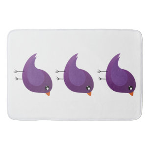 Cute Purple Little Bird Illustration Bath Mat