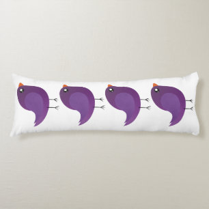 Cute Purple Little Bird Illustration Body Cushion