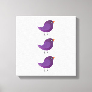 Cute Purple Little Bird Illustration Canvas Print