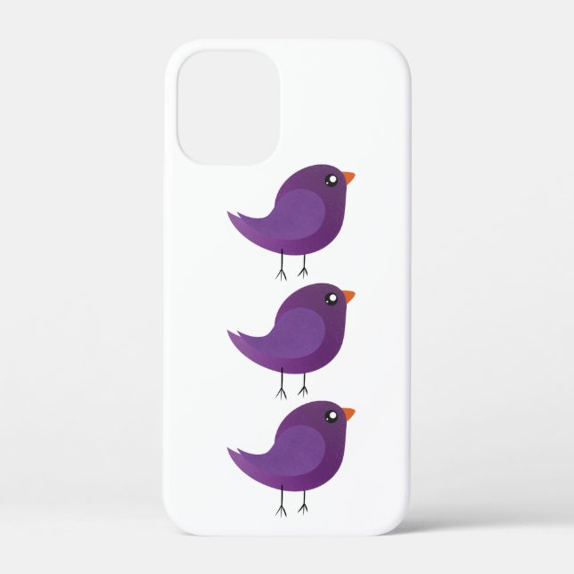 Cute Purple Little Bird Illustration Case-Mate iPhone Case (Back)