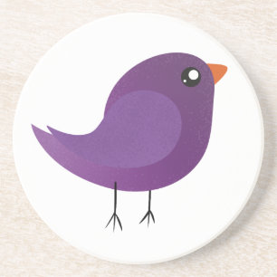 Cute Purple Little Bird Illustration Coaster