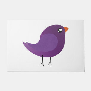 Cute Purple Little Bird Illustration Doormat