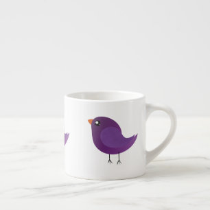 Cute Purple Little Bird Illustration Espresso Cup