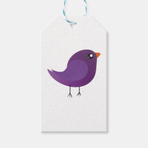 Cute Purple Little Bird Illustration Gift Tags