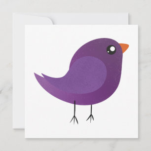 Cute Purple Little Bird Illustration Invitation