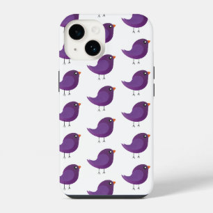 Cute Purple Little Bird Illustration iPhone 14 Case
