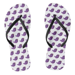 Cute Purple Little Bird Illustration Jandals