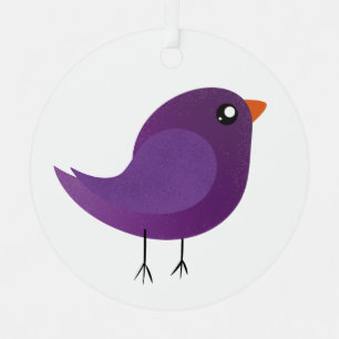 Cute Purple Little Bird Illustration Metal Tree Decoration