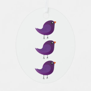Cute Purple Little Bird Illustration Metal Tree Decoration