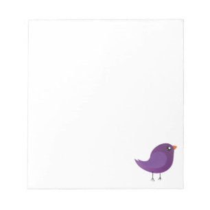 Cute Purple Little Bird Illustration Notepad
