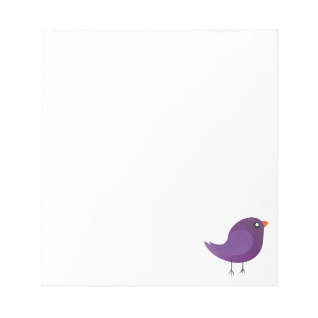 Cute Purple Little Bird Illustration Notepad (Front)