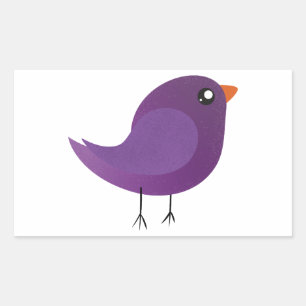 Cute Purple Little Bird Illustration Rectangular Sticker