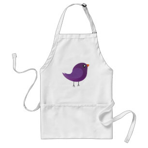 Cute Purple Little Bird Illustration Standard Apron