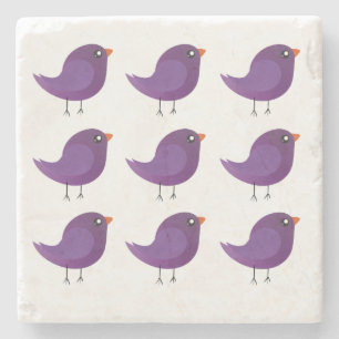 Cute Purple Little Bird Illustration Stone Coaster