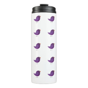 Cute Purple Little Bird Illustration Thermal Tumbler