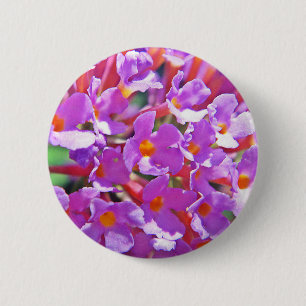Cute purple little flowers 6 cm round badge