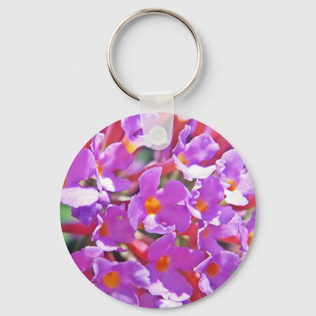 Cute purple little flowers key ring (Front)