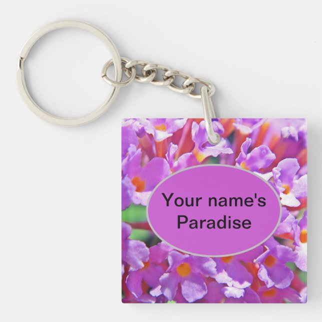 Cute Purple Little Flowers Key Ring (Front)
