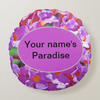 Cute Purple Little Flowers Round Cushion