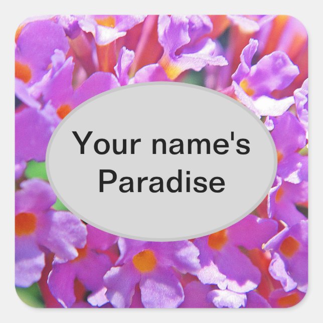 Cute Purple Little Flowers Square Sticker (Front)