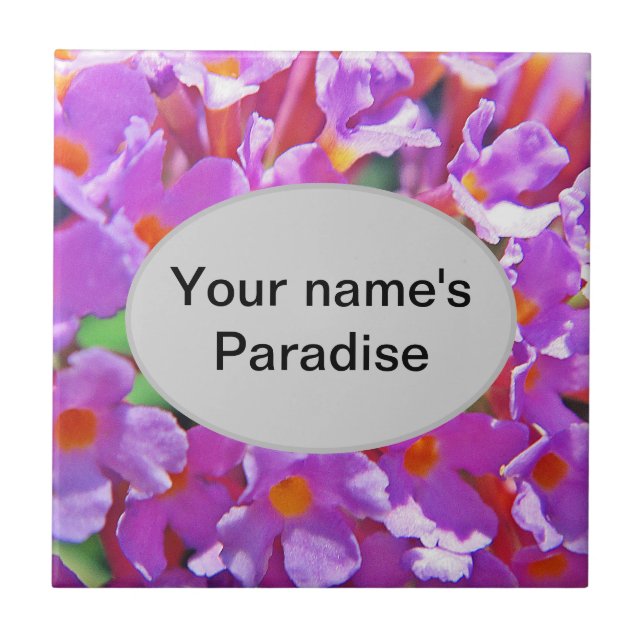 Cute Purple Little Flowers Tile (Front)