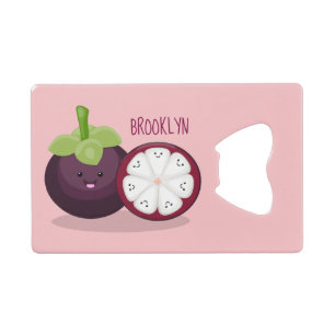 Cute purple mangosteen cartoon illustration
